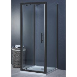 Aqua i 3 Sided Shower Enclosure - 700mm Pivot Door and 760mm Side Panels - Matt Black